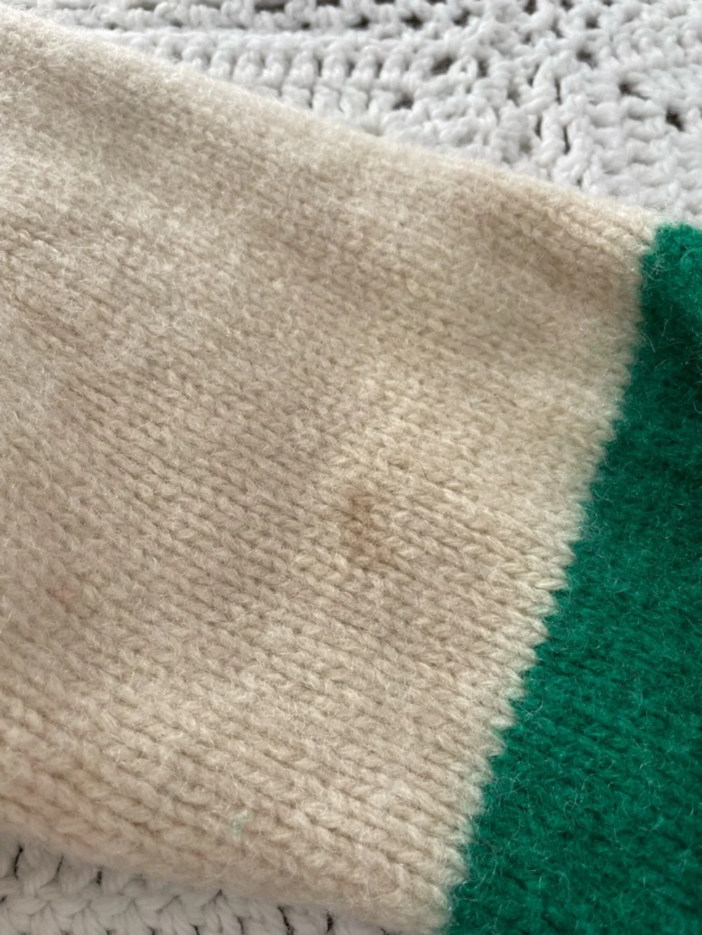 Ralph Lauren Hudson Bay  Wool Shawl Cardigan Striped Cream S Vintage 80’s - Picture 7 of 12